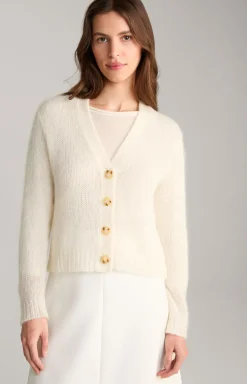 Alpaka-Mix-Cardigan in Creme