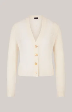 Alpaka-Mix-Cardigan in Creme
