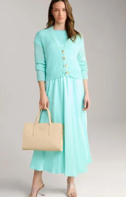 Alpaka-Mix-Cardigan in Türkis