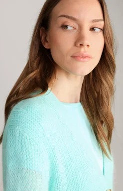 Alpaka-Mix-Cardigan in Türkis