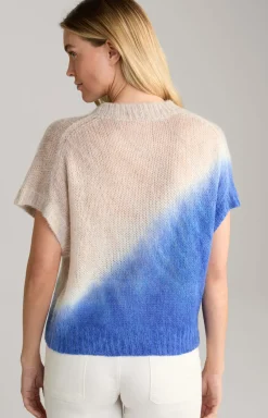 Alpaka-Mix-Pullover in Beige/Blau