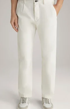 Baumwoll-Chino Len in Offwhite