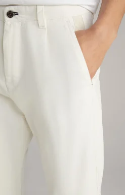 Baumwoll-Chino Len in Offwhite