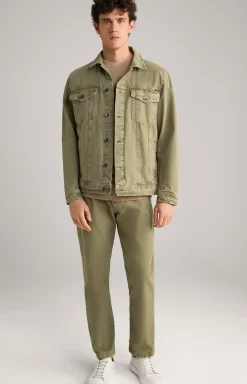 Baumwoll-Chino Len in Oliv