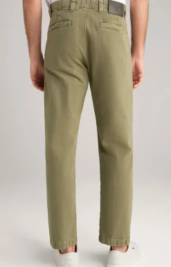 Baumwoll-Chino Len in Oliv