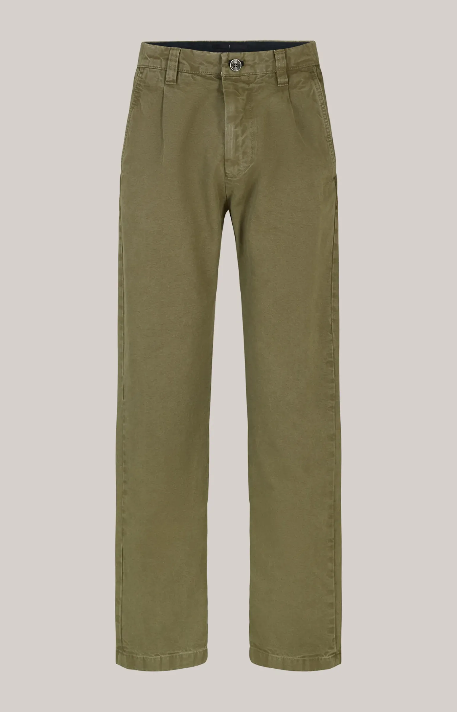 Baumwoll-Chino Len in Oliv