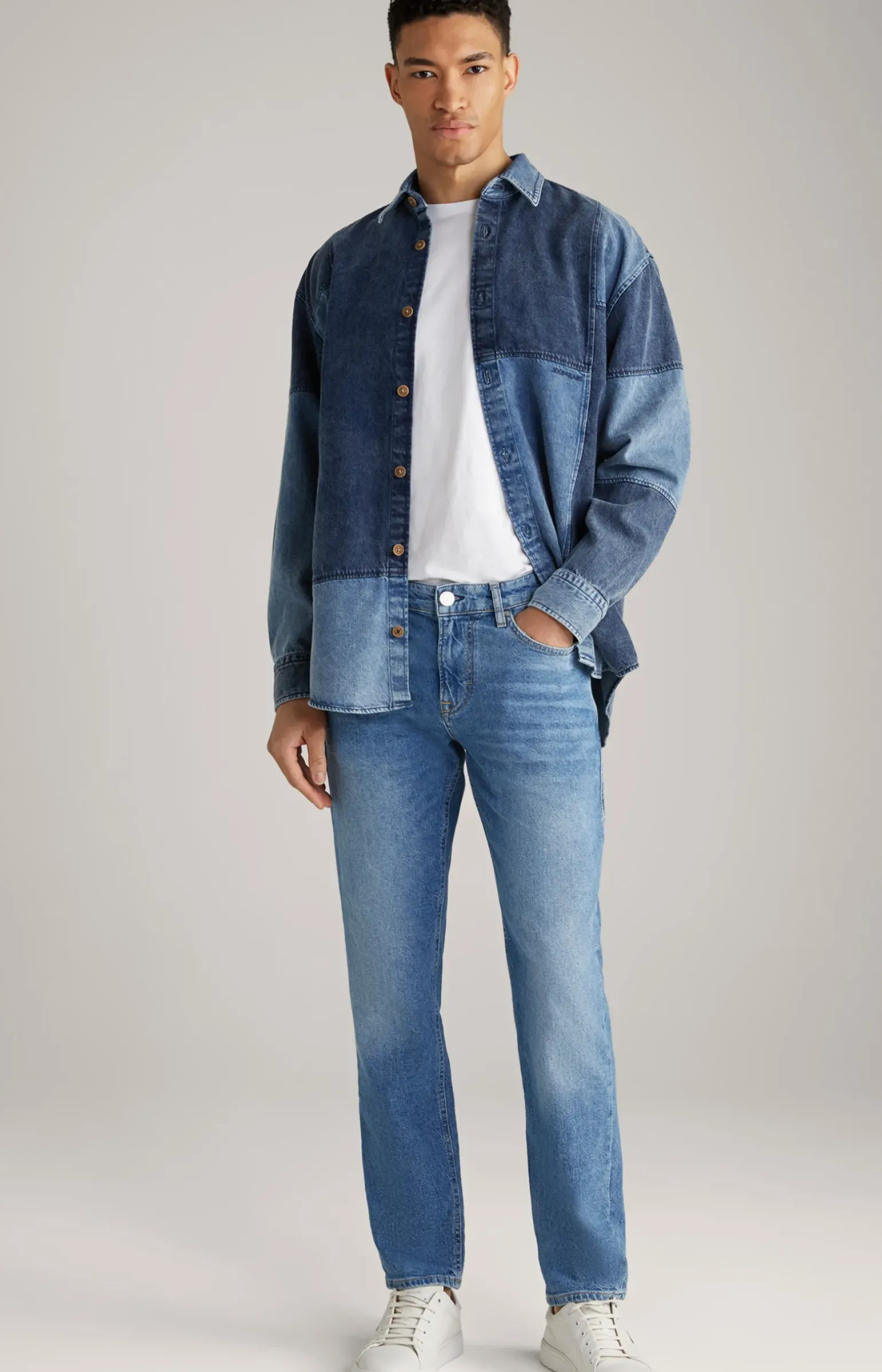 Baumwoll-Jeanshemd Hermen in Blau