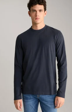 Baumwoll-Langarmshirt Carlito in Navy