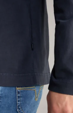 Baumwoll-Langarmshirt Carlito in Navy