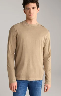 Baumwoll-Langarmshirt Carlito in Hellbraun