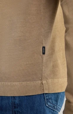 Baumwoll-Langarmshirt Carlito in Hellbraun