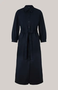 Baumwollmix-Kleid in Navy