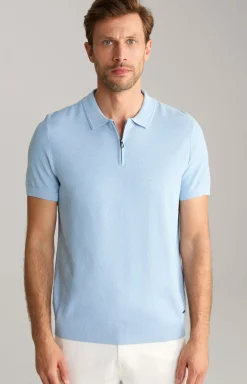 Baumwoll-Poloshirt Vancro in Hellblau