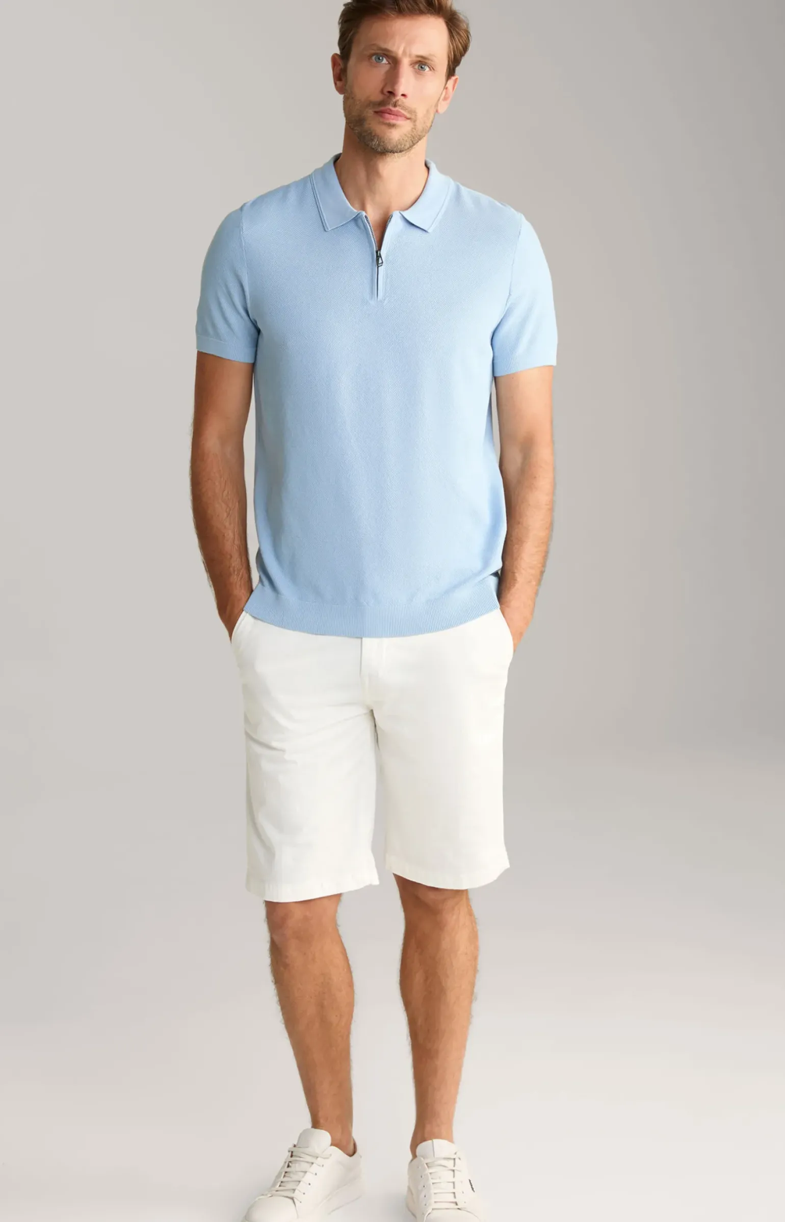 Baumwoll-Poloshirt Vancro in Hellblau