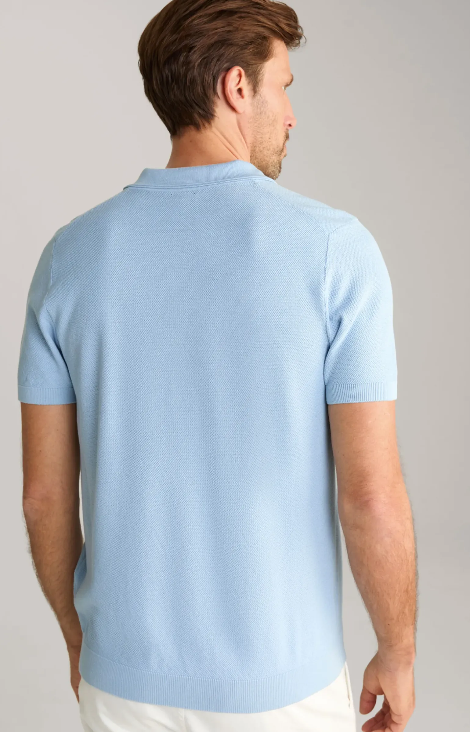 Baumwoll-Poloshirt Vancro in Hellblau