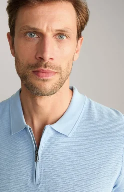 Baumwoll-Poloshirt Vancro in Hellblau