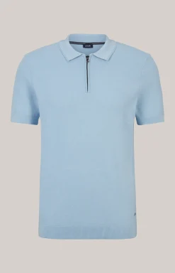 Baumwoll-Poloshirt Vancro in Hellblau