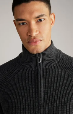 Baumwoll-Pullover Henricus in Schwarz-Grau