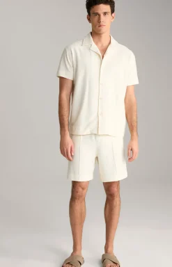 Baumwoll-Shorts Damiano in Creme strukturiert