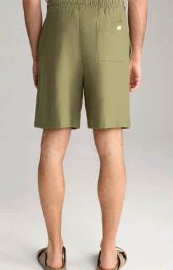 Baumwoll-Shorts Damiano in Oliv strukturiert