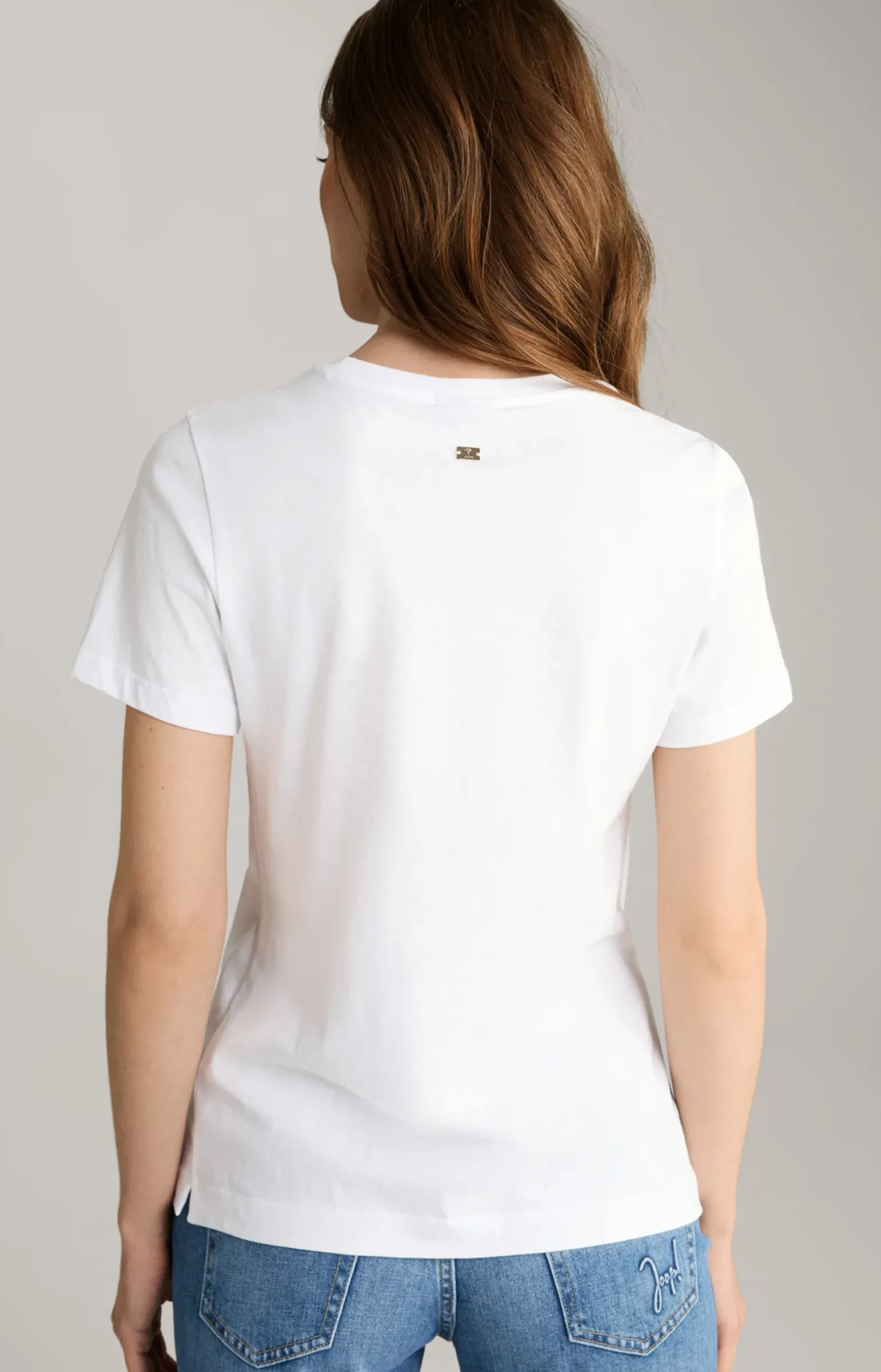 Baumwoll-T-Shirt in Weiß/Altrosa