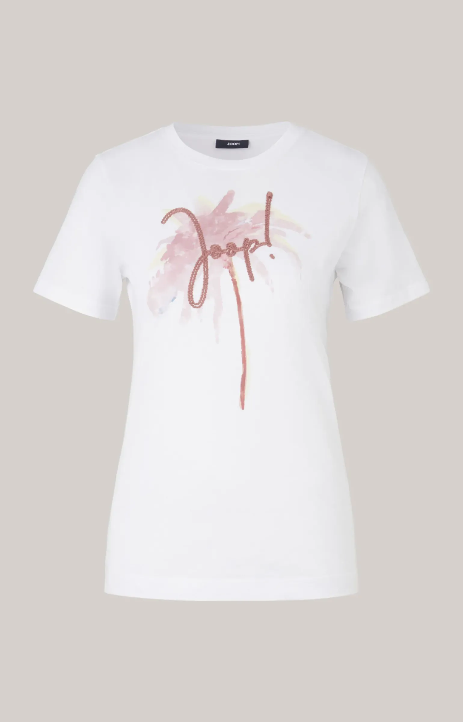 Baumwoll-T-Shirt in Weiß/Altrosa