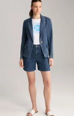 Baumwoll-T-Shirt in Weiß/Blau