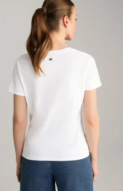 Baumwoll-T-Shirt in Weiß/Blau