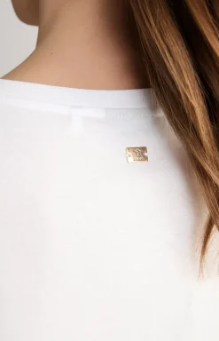 Baumwoll-T-Shirt in Weiß/Blau