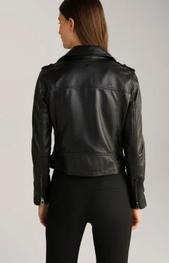 Biker-Lederjacke in Schwarz