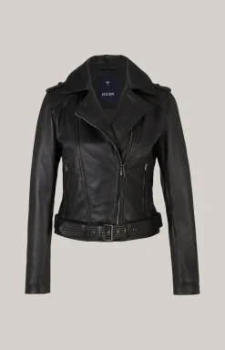 Biker-Lederjacke in Schwarz