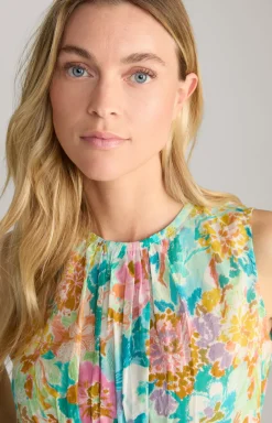 Bluse in Mint/Türkis/Gelb