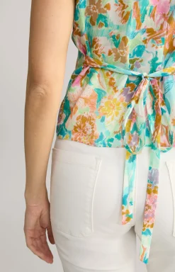 Bluse in Mint/Türkis/Gelb