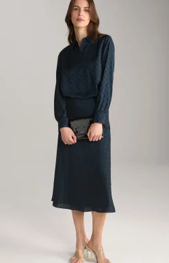 Bluse in Navy gemustert