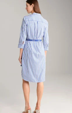 Blusen-Kleid in Blau/Weiß gestreift