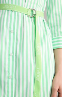 Blusen-Kleid in Grün/Weiß gestreift