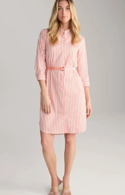 Blusen-Kleid in Orange/Weiß gestreift
