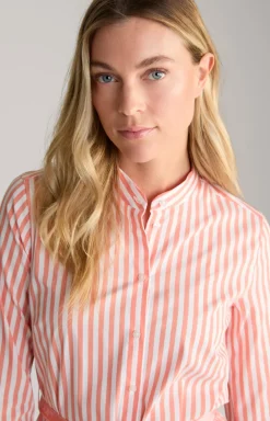 Blusen-Kleid in Orange/Weiß gestreift