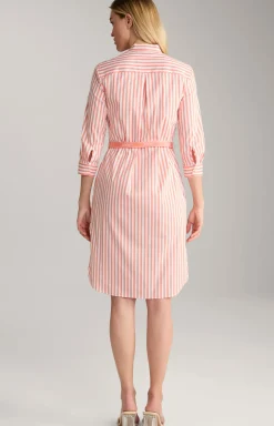 Blusen-Kleid in Orange/Weiß gestreift