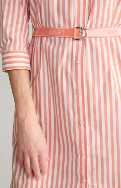 Blusen-Kleid in Orange/Weiß gestreift