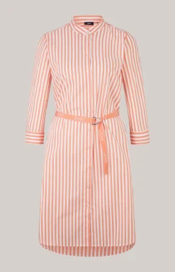 Blusen-Kleid in Orange/Weiß gestreift