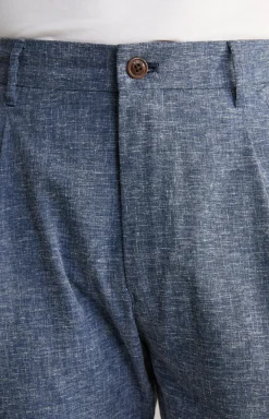 Bundfaltenhose Lead in Blau meliert