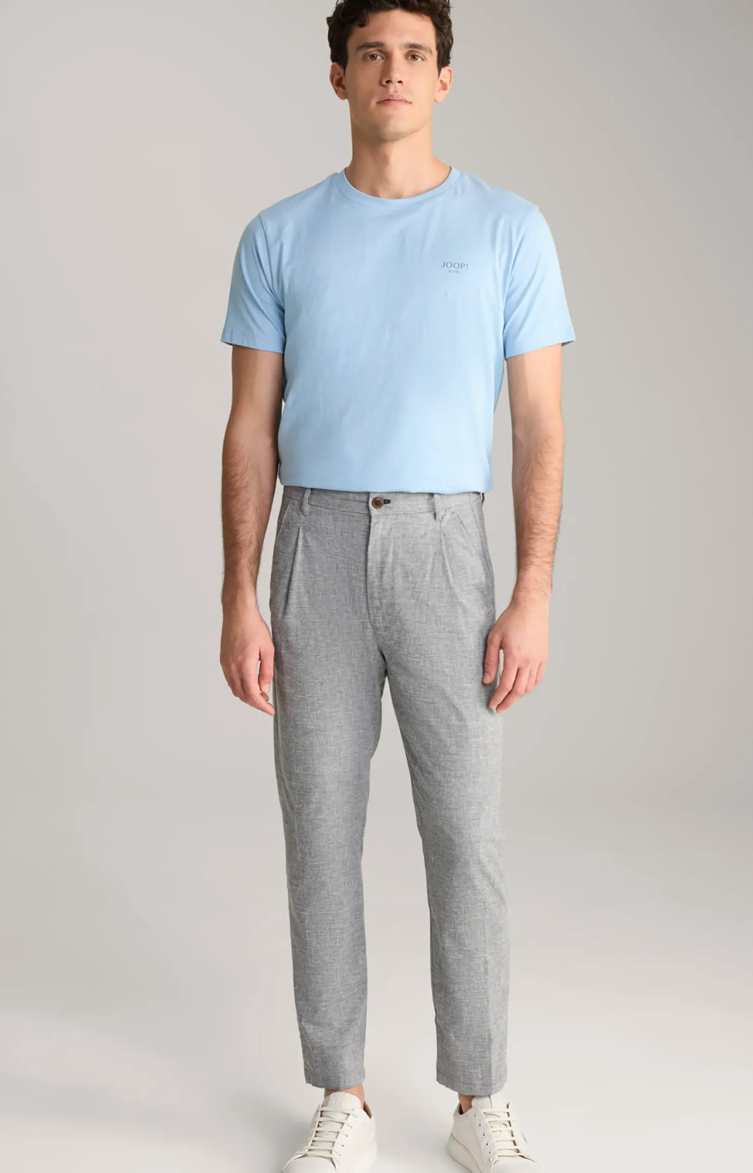 Bundfaltenhose Lead in Hellgrau meliert