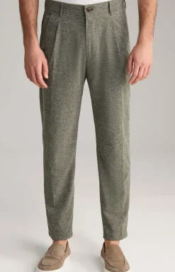 Bundfaltenhose Lead in Oliv meliert