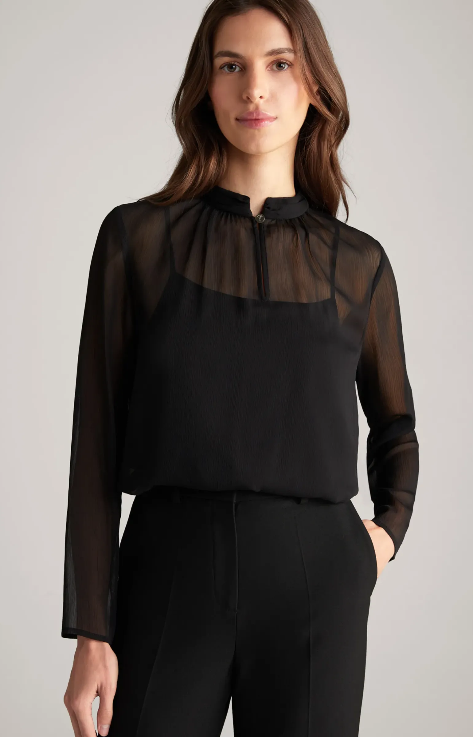 Chiffon-Bluse in Schwarz