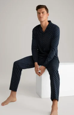 Cornflower Baumwoll-Pyjama in Dunkelblau