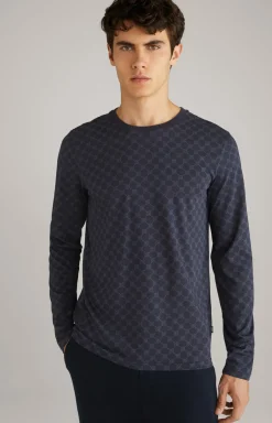 Cornflower Loungewear Longsleeve in Navy gemustert