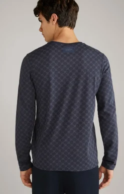 Cornflower Loungewear Longsleeve in Navy gemustert