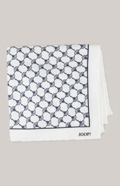 Cornflower Seiden-Einstecktuch in Offwhite/Dunkelblau