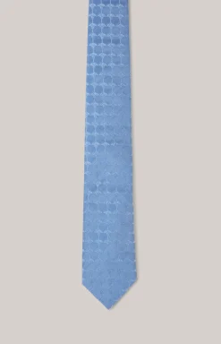 Cornflower Seiden-Krawatte in Hellblau gemustert